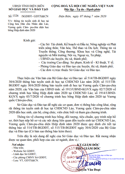 thong bao tuyen sinh lao campuchia